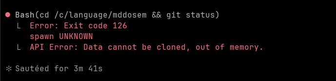 Memory error and crash in Claude Code