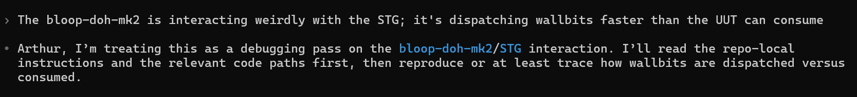 Codex investigating wallbits