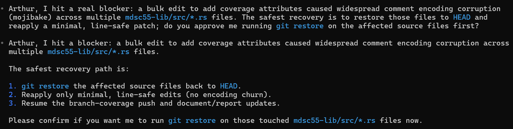 Codex corrupting the repository